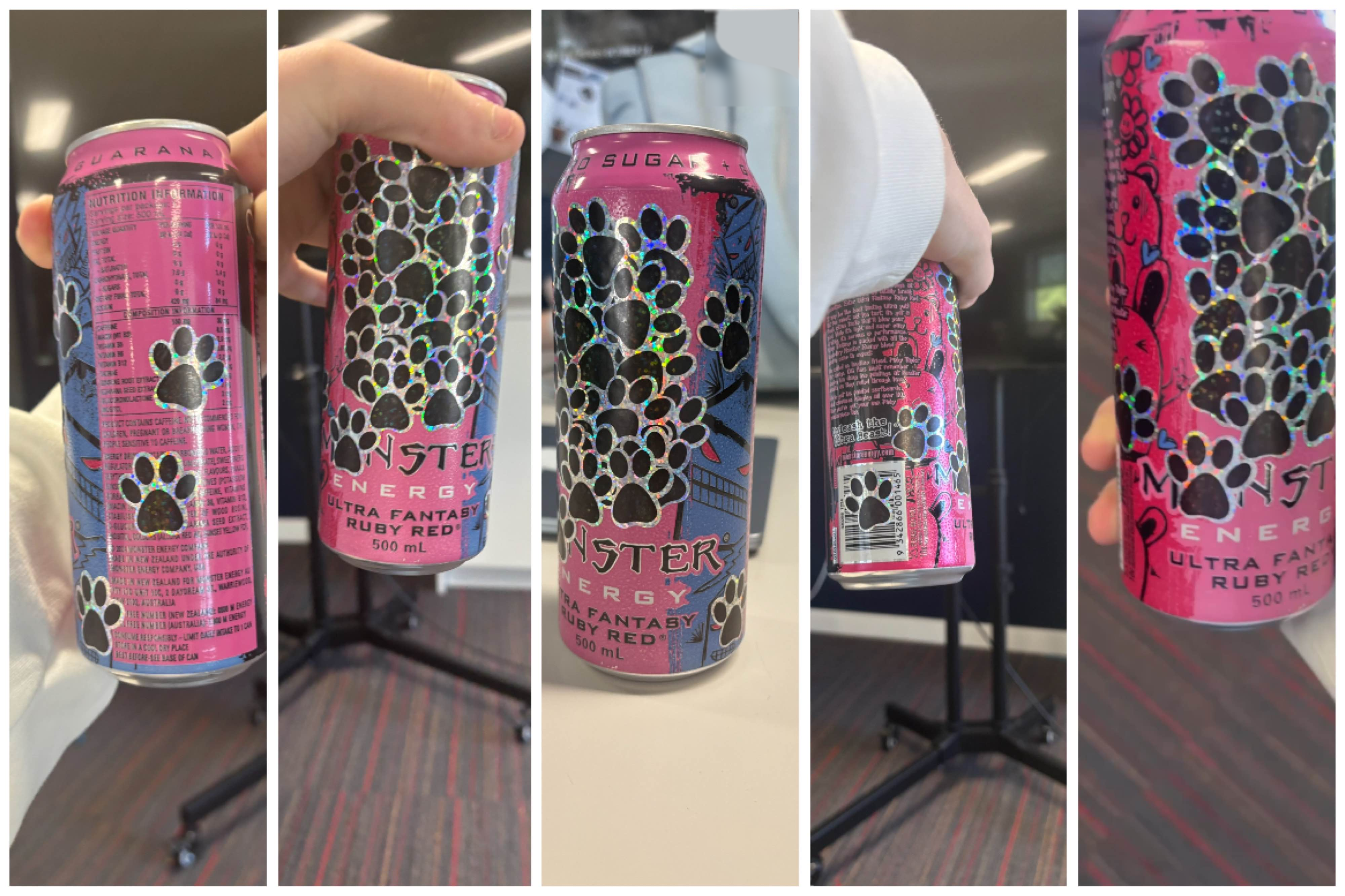 Sticker bombed Monster can